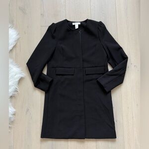 H&M Black Coat with Shoulder Pads Size 4